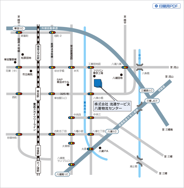 八潮物流センターアクセスマップイメージ